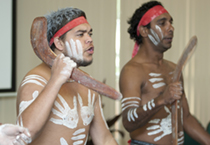 The Noonuvcal Yuggera dancers at Griffith University's Council of Elders National Think Tank.