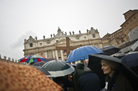 People gathered in front of the Vatican in Rome