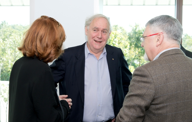 Pat Weller (centre) pictured having a laugh with delegates at workshop.