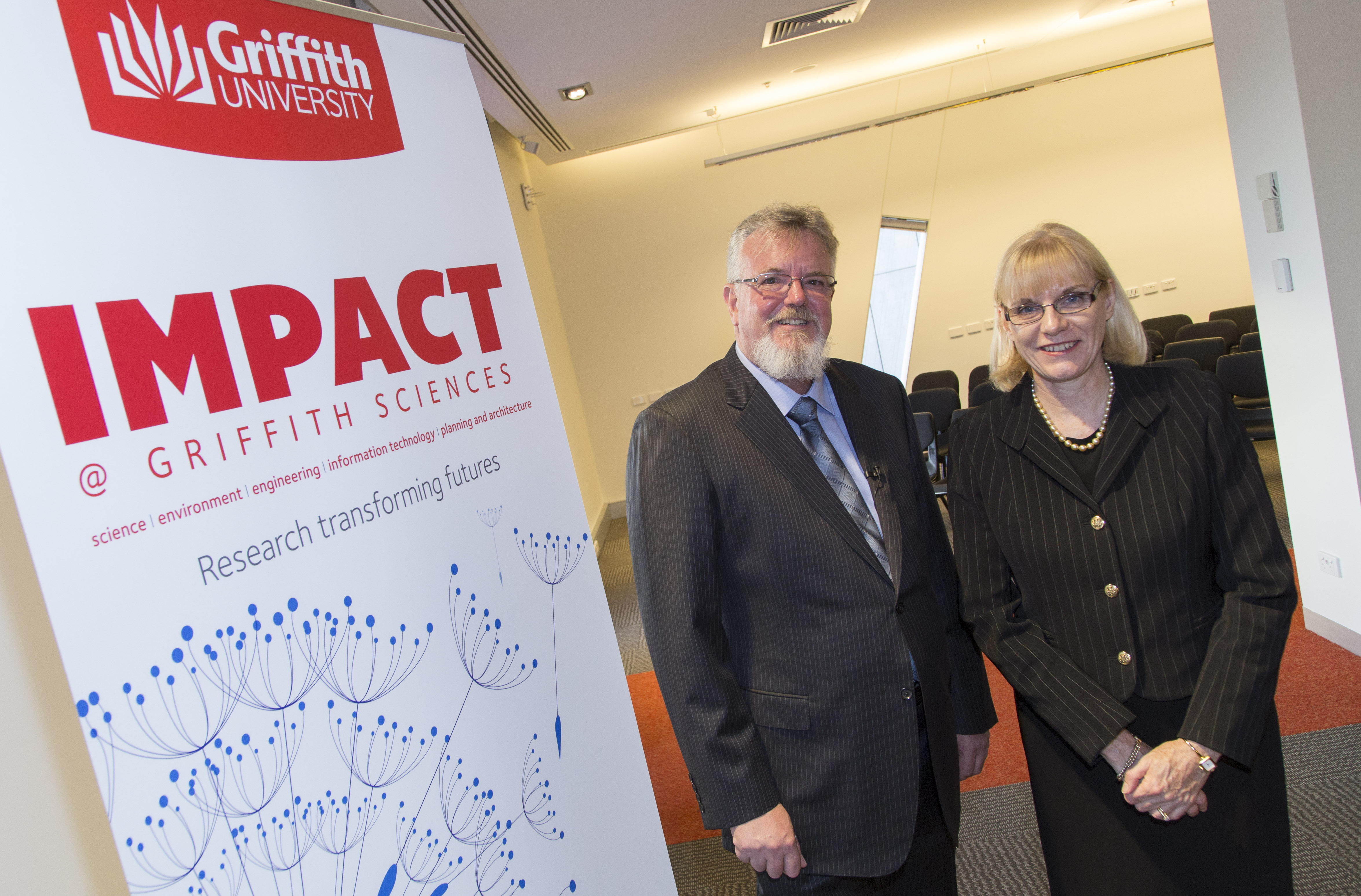 Griffith University's inaugural IMPACT@Griffith Sciences Lecture, uest speaker Prof Jon Olley, PVC of SEET Professor Debra Henly