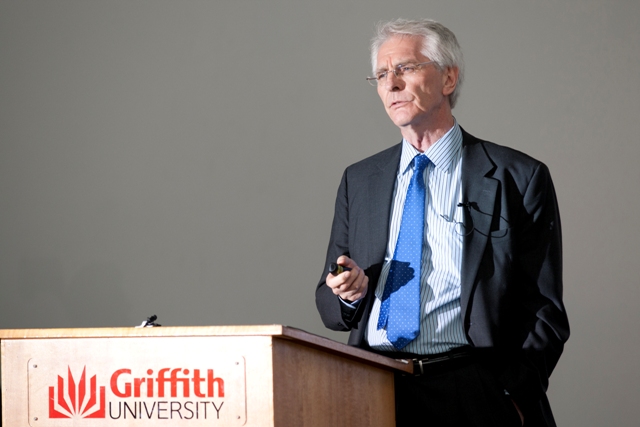 John Kane, Griffith University, delivering an address