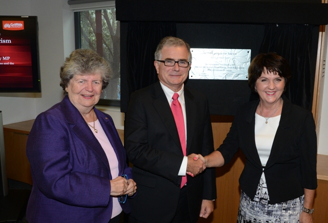 Chancellor, Leneen Forde AC (left), Vice Chancellor, Professor Ian O'Connor and Minister for Tourism, Jann Stuckey MP at the launch of the Griffith Institute for Tourism.