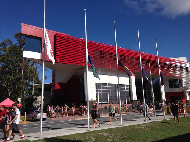 Flags at half mast Gold Coast campus