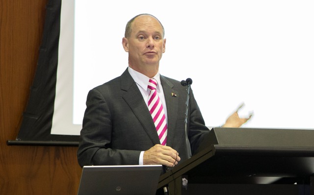 Queensland Premier Campbell Newman at lectern