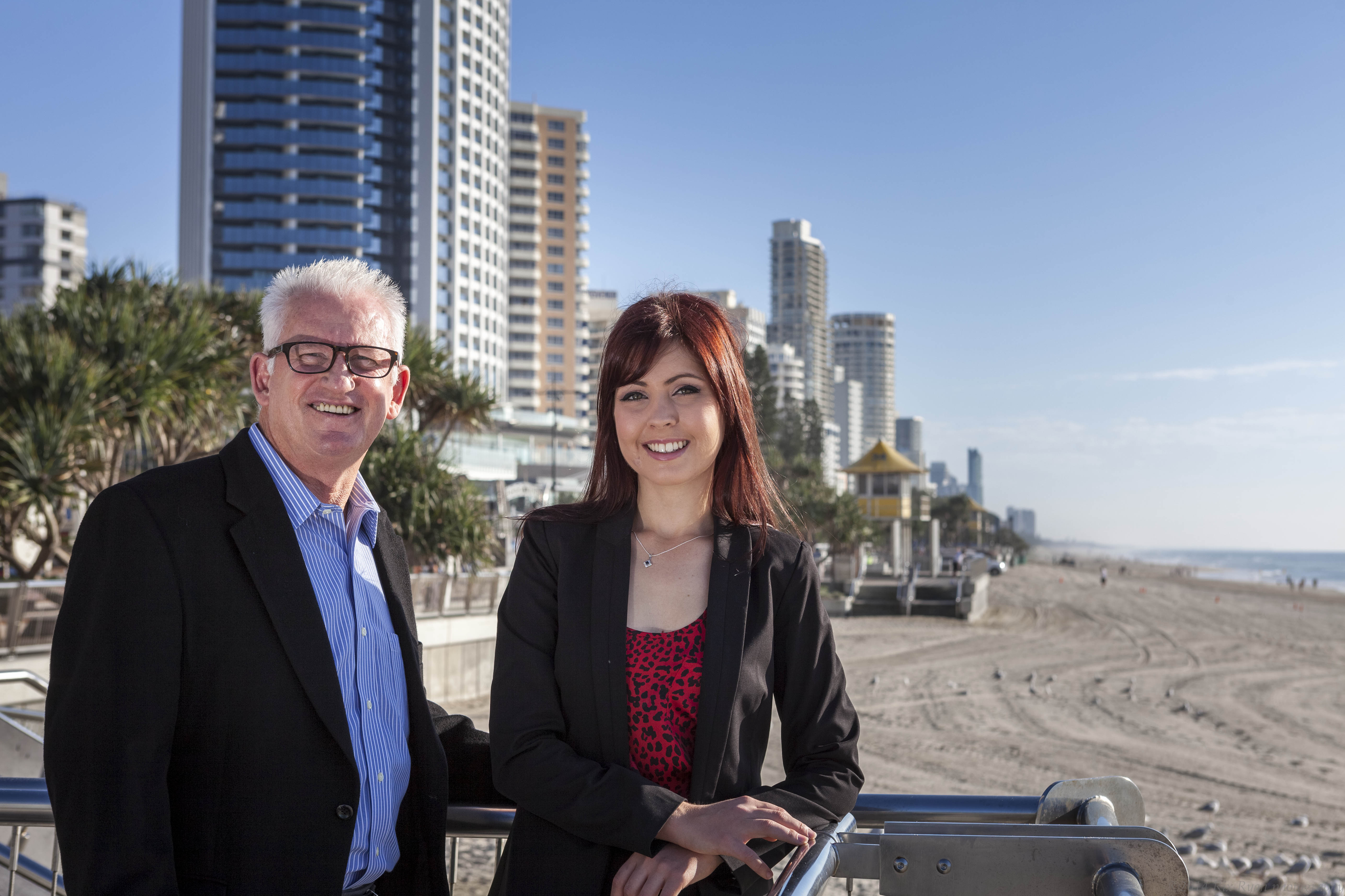 Surfers Paradise Alliance CEO Mr Mike Winlaw with Griffith Business student Kimberley Clegg