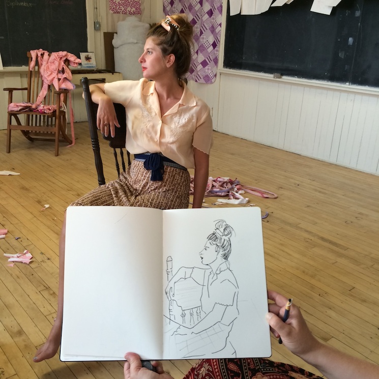 Diane Rokaâ€“a well known portrait artist in Philadelphia creating a book on how artists use studio space in Philadelphiaâ€“asked Emma (pictured) if she could draw her as she worked at the Crane Studio. The book will be released in late 2014.