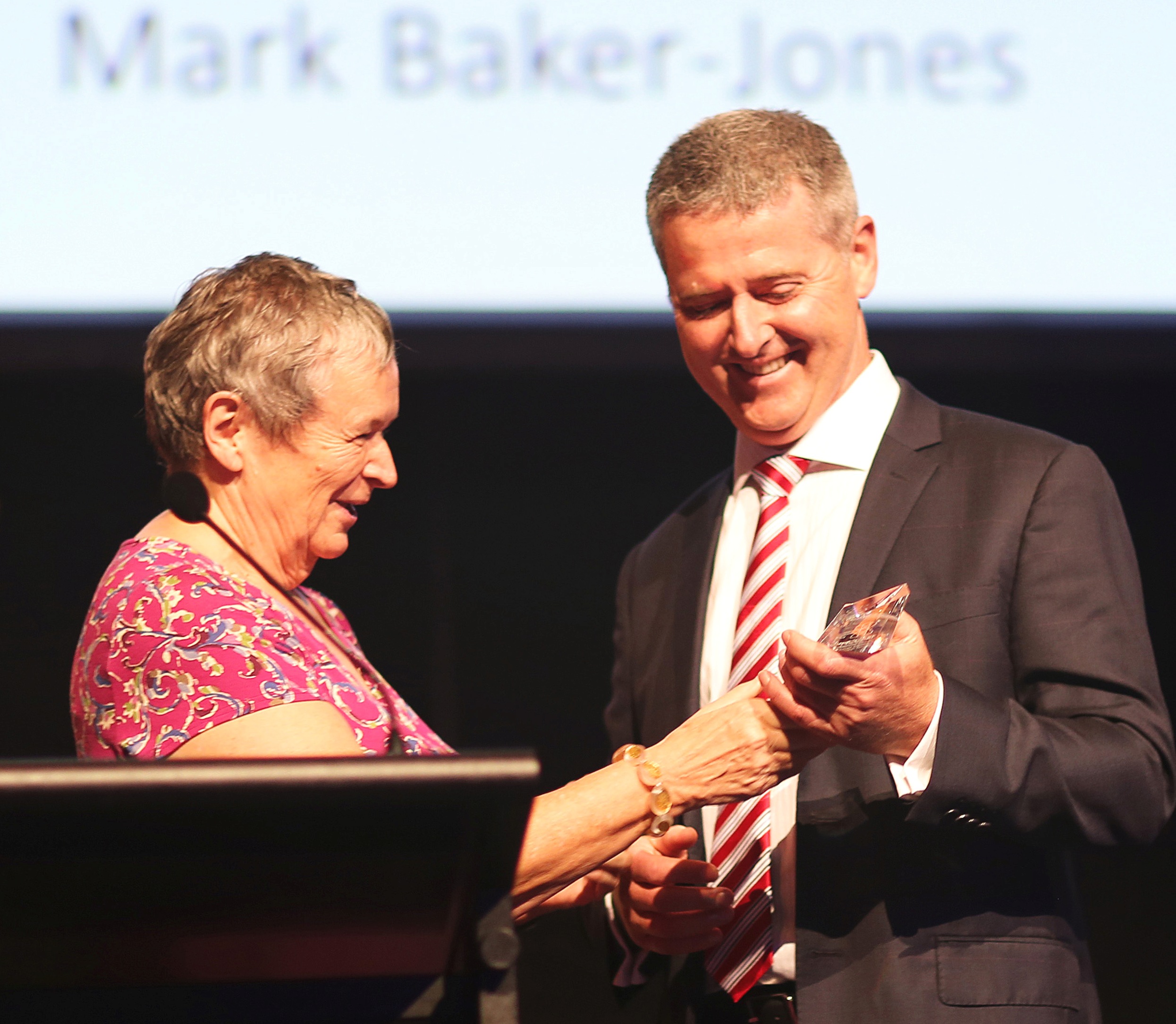 Mr Mark Baker-Jones receives his Climate Adaptation Champions award from Professor Jean Palutikof