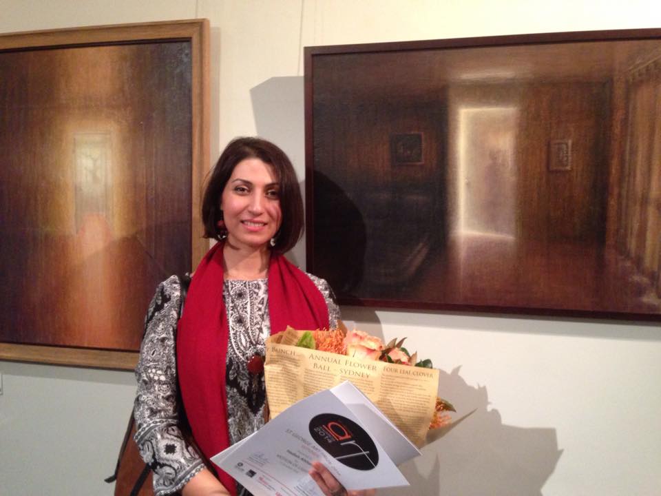 Hadieh Afshani with her winning artwork, 'Motion of Light'.