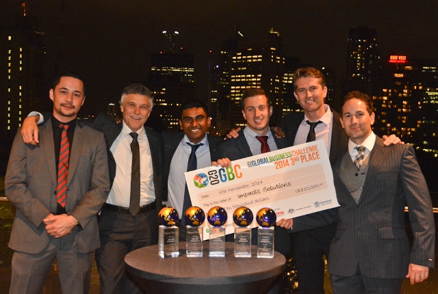 Griffith's Impact Solutions team celebrates third place in Global Business Challenge.