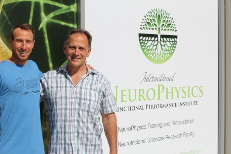Mr Ken Ware with another of his NeuroPhysics athletes, 2012 Hawaiian Ironman champion Pete Jacobs