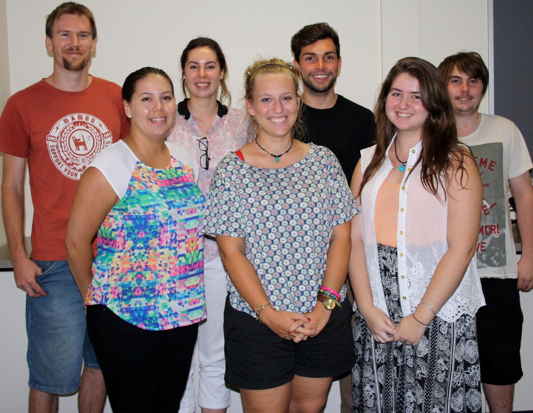 Indigenous Summer Research Fellowship Program participants. From left: Christopher Lake, Jean Pepperill, Anita Nahuysen, Shelby Simpson, Kelly Dalley, Eden Little, Jase Jackson. Absent: Hannah Allan