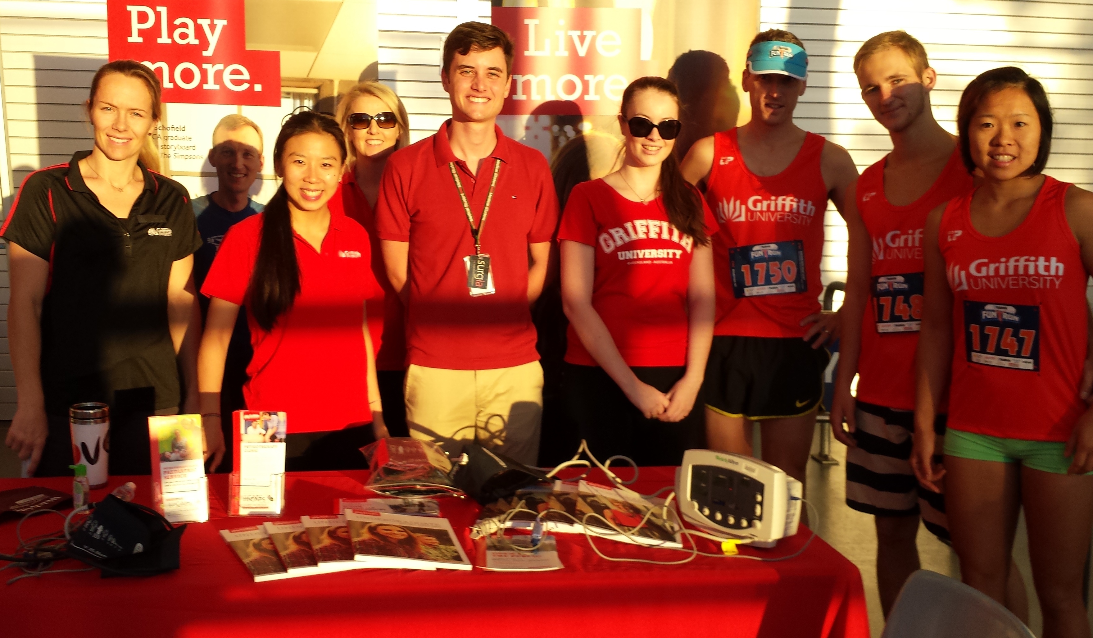 Members of the Griffith University support team and runners at the Gold Coast Bulletin Fun Run
