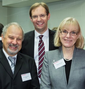 From left, managing director of GeoSim Technologies, Mr Charles du Plessis, Head of Griffith Aviation, Professor Tim Ryley, and Pro Vice Chancellor (Griffith Sciences) Professor Debra Henly