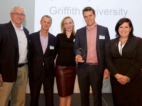 From left, BCCVL's Mr Malcolm Wolski (Director of eResearch Services at Griffith University), entrepreneur and investor Mr Steve Baxter, Ms Kelly Lennon (BCCVL Communications), Mr Hamish Holewa (BCCVL Manager) and the Queensland Minister for Science and Innovation, The Honourable Leeanne Enoch MP