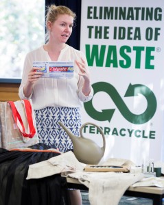 Terracycle general manager Ms Anna Minns with some of the products made from former waste