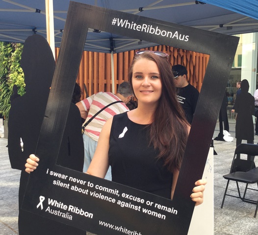 Public Relations and Communication student Brofie Jiggins embraced the chance to get involved in White Ribbon Day.
