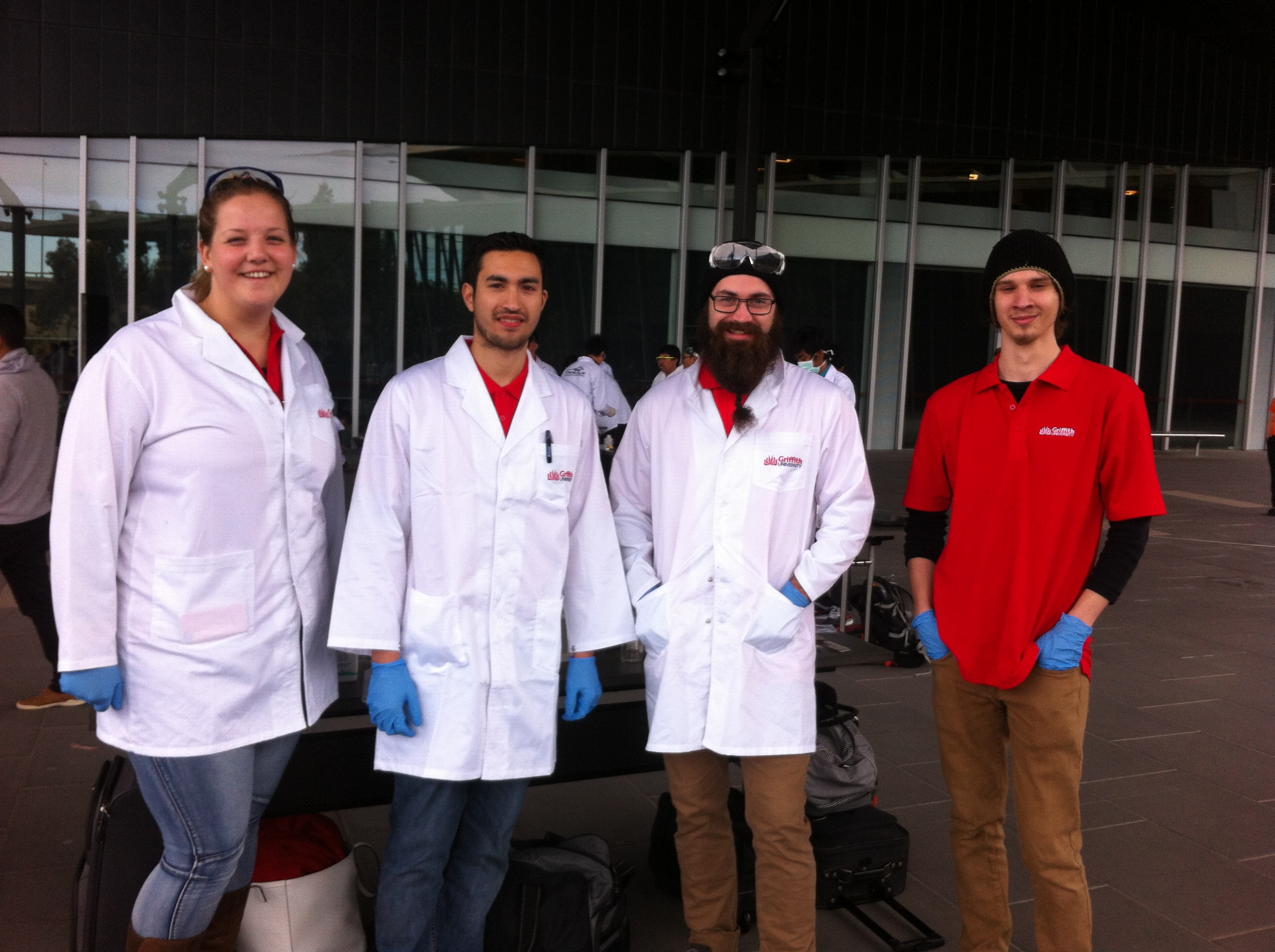 Engineering students, from left, Claudia Smith, Robin Klein, Matthew Watson and Will Stockdale at the Chem-E-Car competition in Melbourne