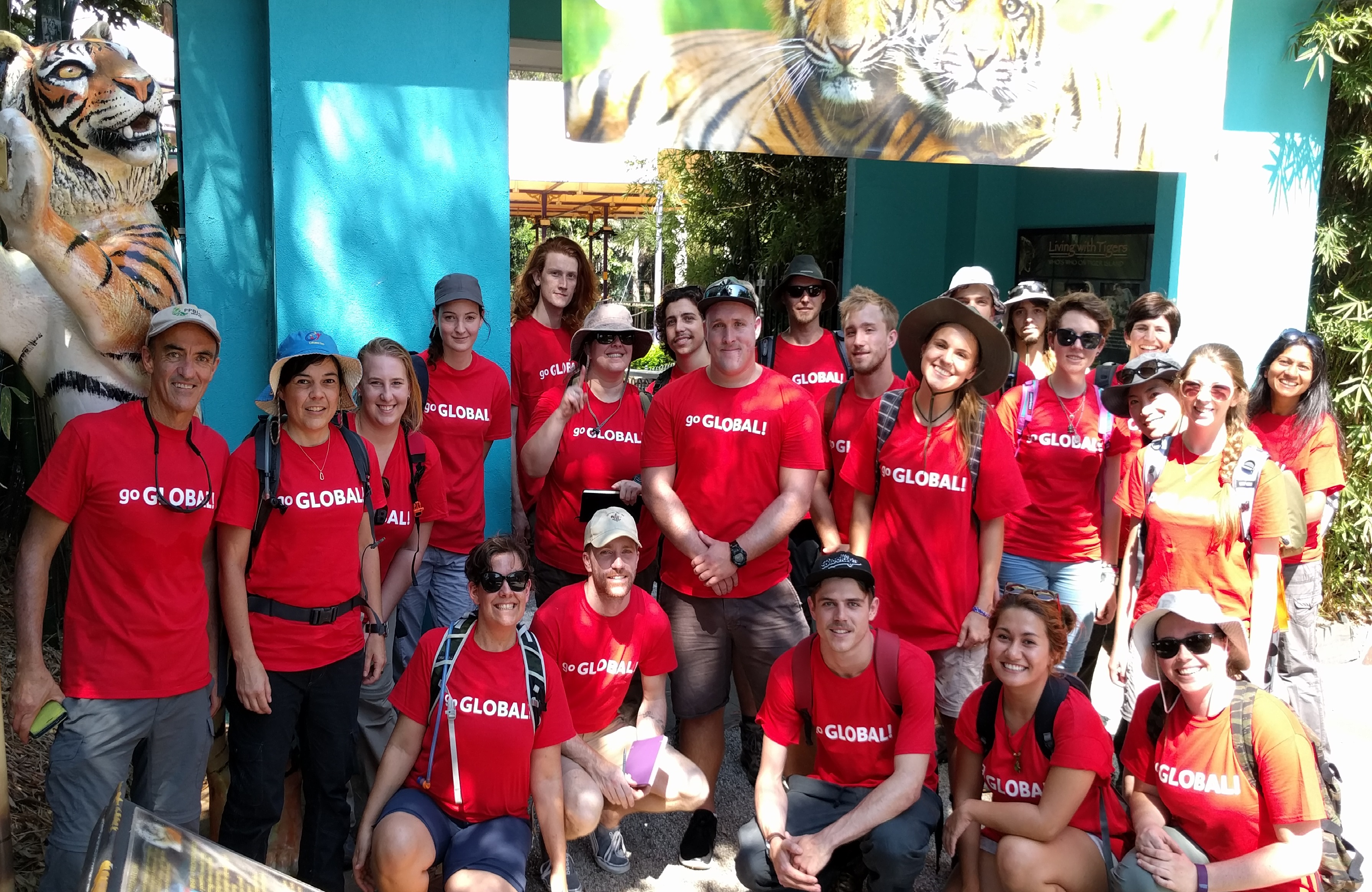 Group of environment students at Dreamworld's Tiger Island