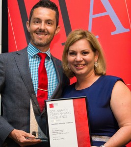 Award-winning Griffith graduate Jacob Anson, with Queensland PIA President Kate Isles