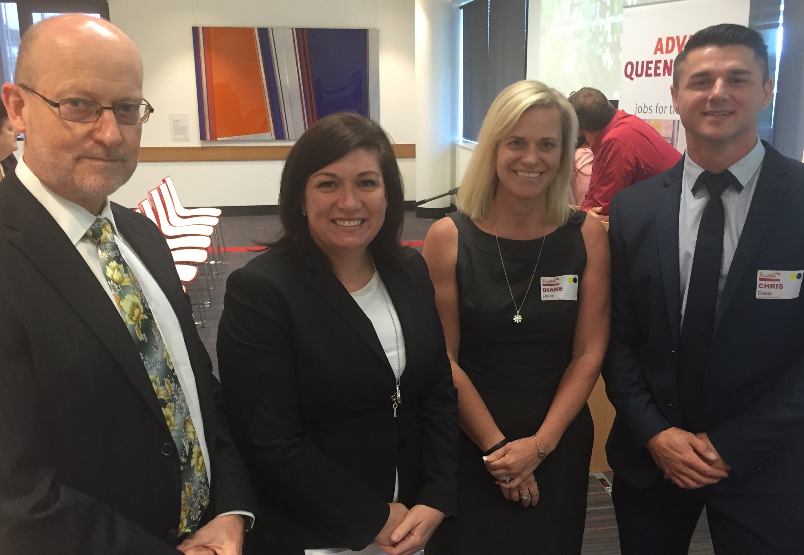 From left, Griffith University Senior Deputy Vice Chancellor, Professor Ned Pankhurst, Queensland Minister for Science and Innovation, The Honourable Leeanne Enoch MP, Project Manager for the Gold Coast Health and Knowledge Precinct, Ms Di Dixon, and General Manager of the Institute for Glycomics, Dr Chris Davis