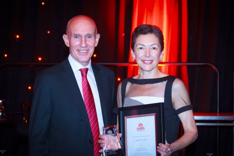 Pro Vice Chancellor (Business) Professor Michael Powell and the 2015 Outstanding Alumnus of the Year, Annabelle Chaplain.