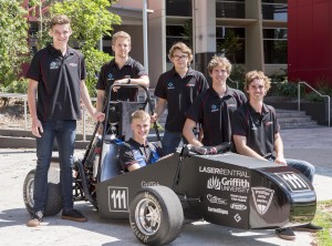 The Griffith Racing Team with Jack Anderson behind the wheel and, from left, Sean Lowndes, Reece Schmith, Jake Werninghaus, Daniel Schulte-Loh and Ben Jackson