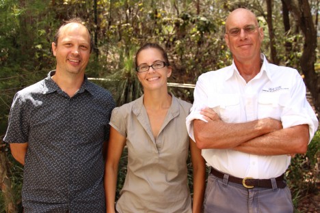 Griffith researchers, from left, Dr Guy Castley, Dr Clare Morrison and Professor Ralf Buckley