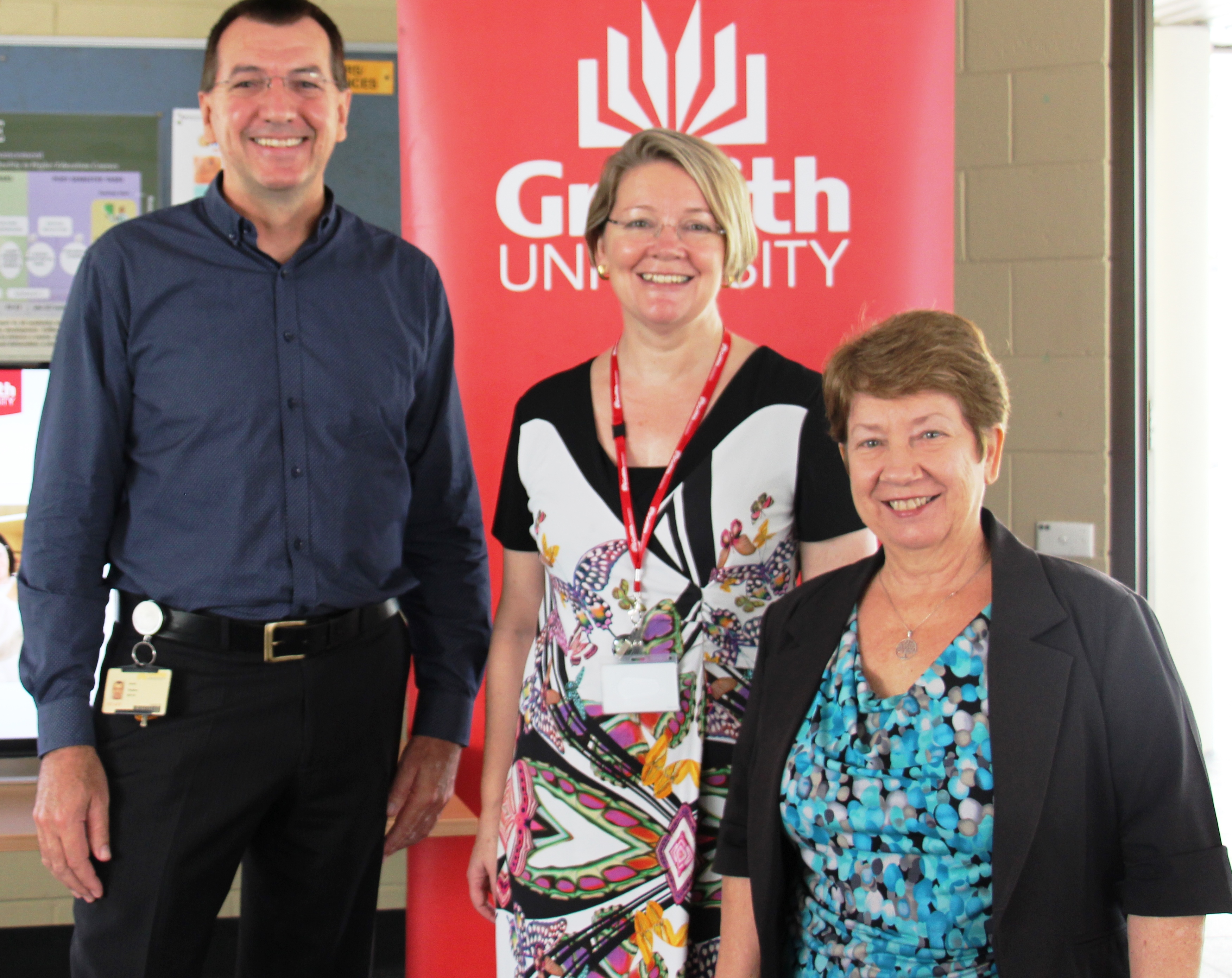 Griffith Sciences Technical Manager Stephen Boyd, Eskitis Institute Manager Professor Jennifer Martin and Sustainability Project Officer Kay Ollett at the launch of the Green Labs program at Nathan campus.