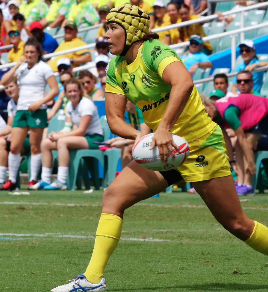 Griffith University alumnus Shannon Perry is now a rugby sevens gold medal winner. Photo courtesy of ARU Media.