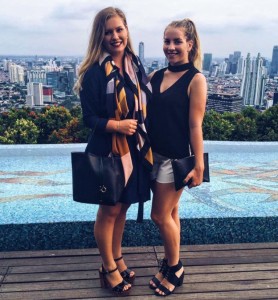 Griffith student Ashleigh McFarland, pictured left, in Jakarta with a fellow ACICIS student, Brianna Lane from Curtin University in Perth
