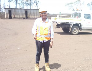 Lorraine Tulele in the field on a mine site.