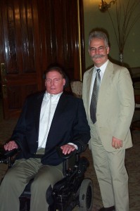 Professor Mackay-Sim with the late America actor Christopher Reeve in 2003.