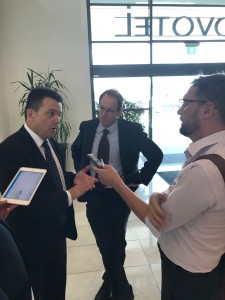 Senator Nick Xenophon speaks to the media at the Joint Parliamentary Committee inquiry in Brisbane
