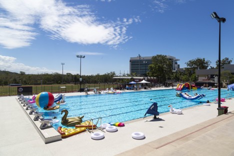A new 50-metre swimming pool is open on the Gold Coast campus.