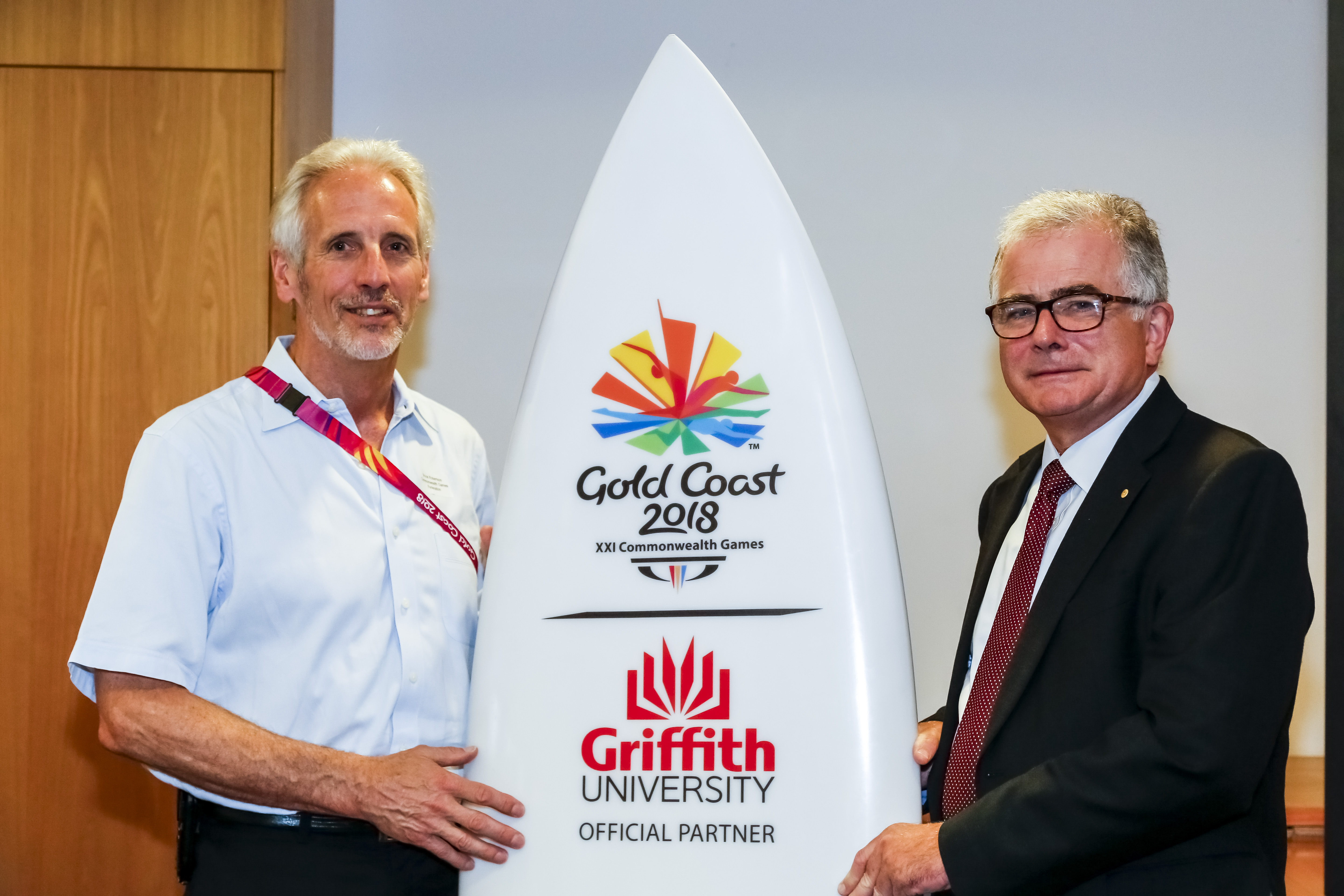 Commonwealth Games Federation, Vice President, Bruce Robertson and Vice Chancellor, Griffith University, Professor Ian O'Connor AC, at the launch of the Commonwealth Sports Universities Network.