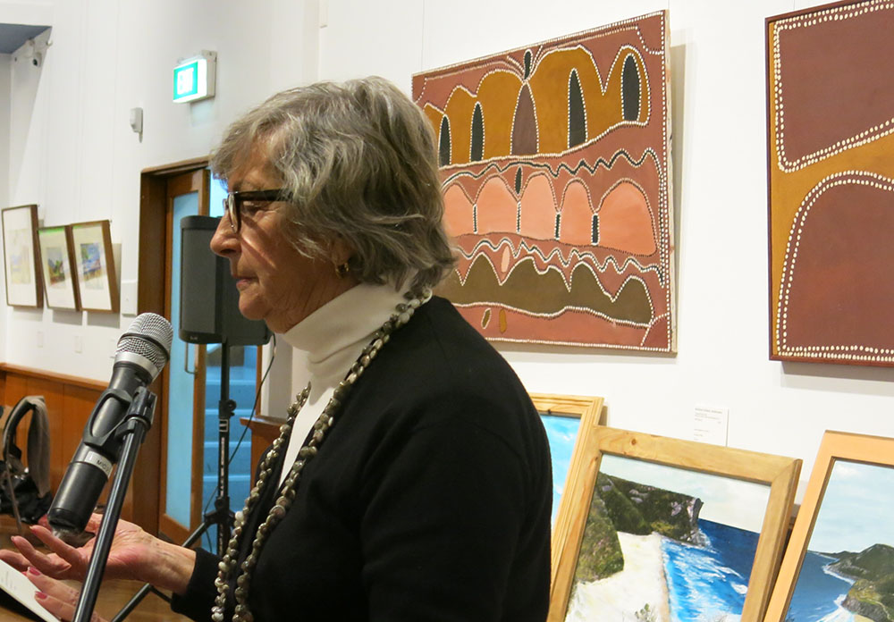 Aunty Barbara Nicholson reading from the Dreaming Inside Poetry program volume at the Sydney Writers' Festival (Woollongong Art Gallery).