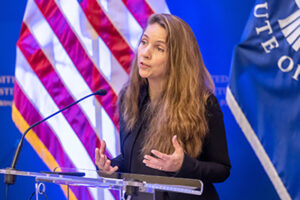Dr Anna Powles of the Centre for Defence and Security Studies at Massey University, launched the "Defence Diplomacy in the Pacific" tracker at the United States Institute of Peace (USIP) in Washington DC