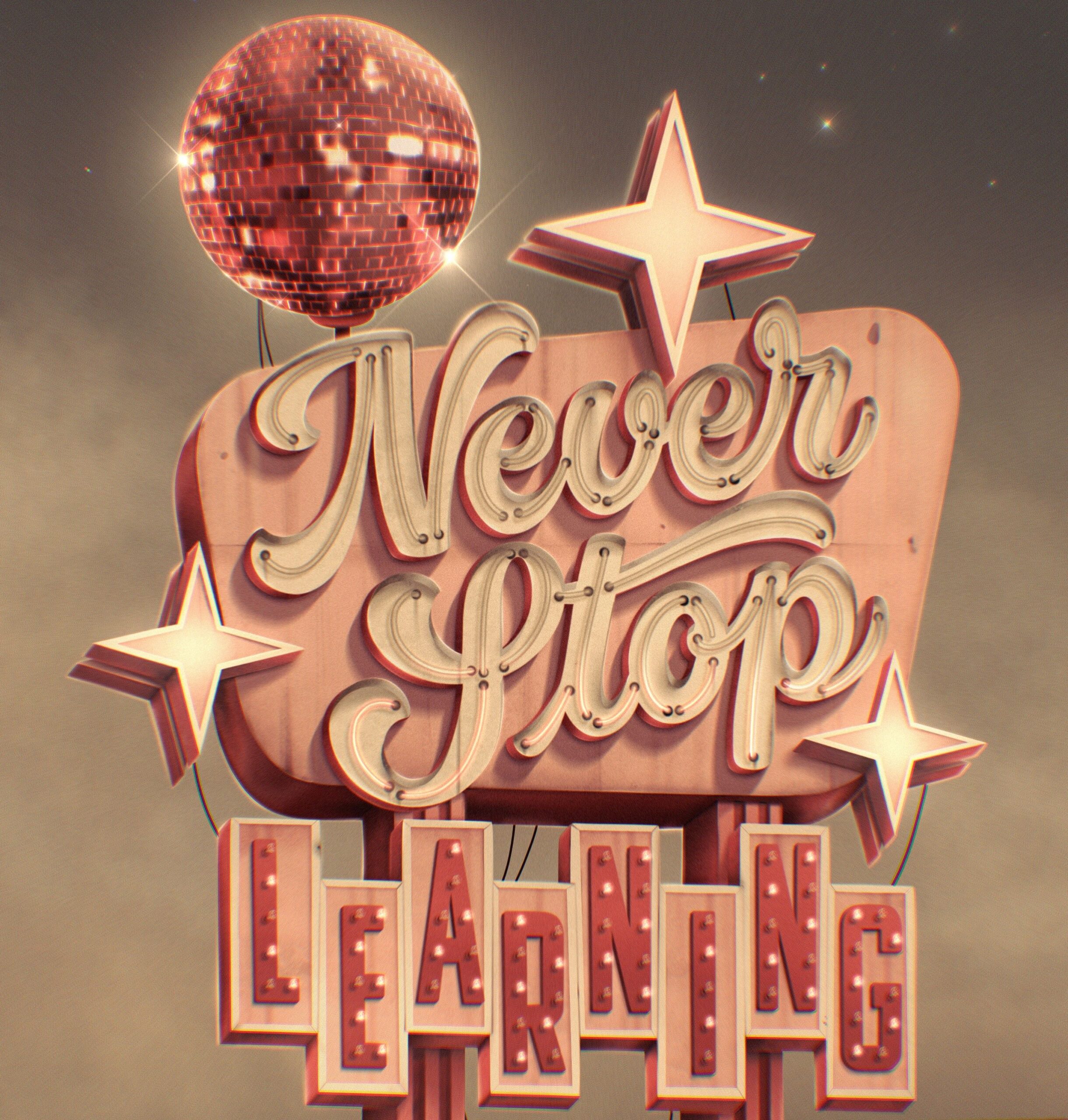Aurelie Maron hand lettering example - Never Stop Learning