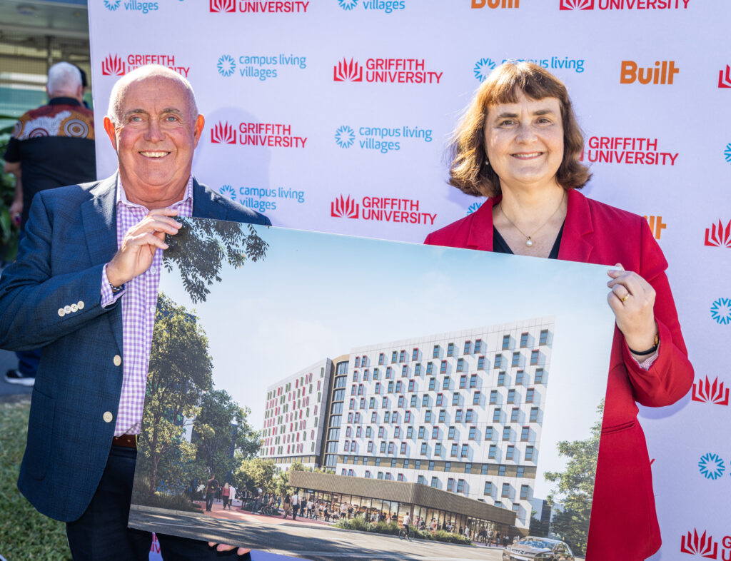 Campus Living Villages Chair Mr Joe Dicks and Griffith University Vice Chancellor and President Carolyn Evans.