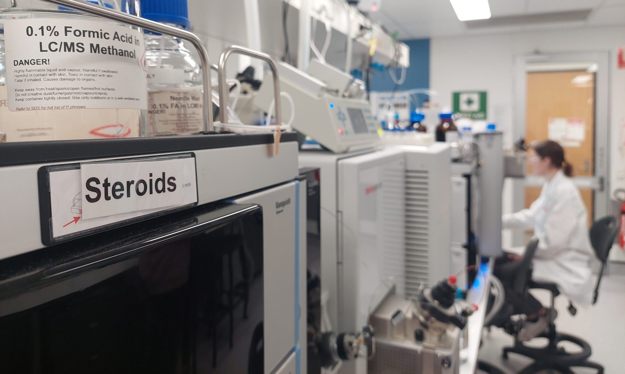 Maddie Harding testing steroid samples in the lab