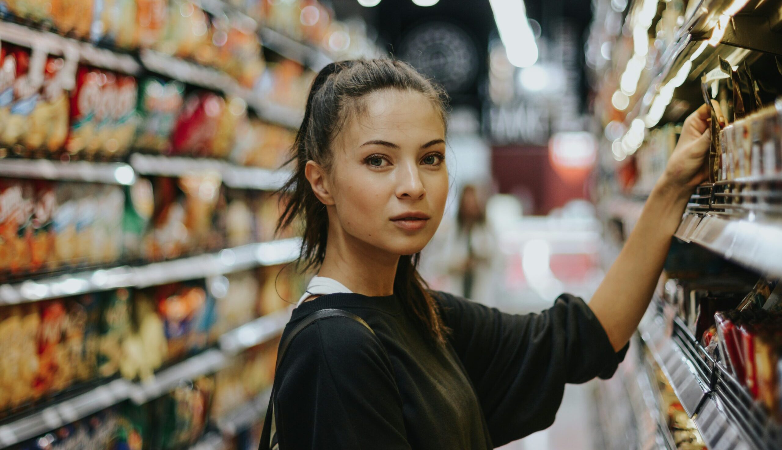 A woman in a supermarket