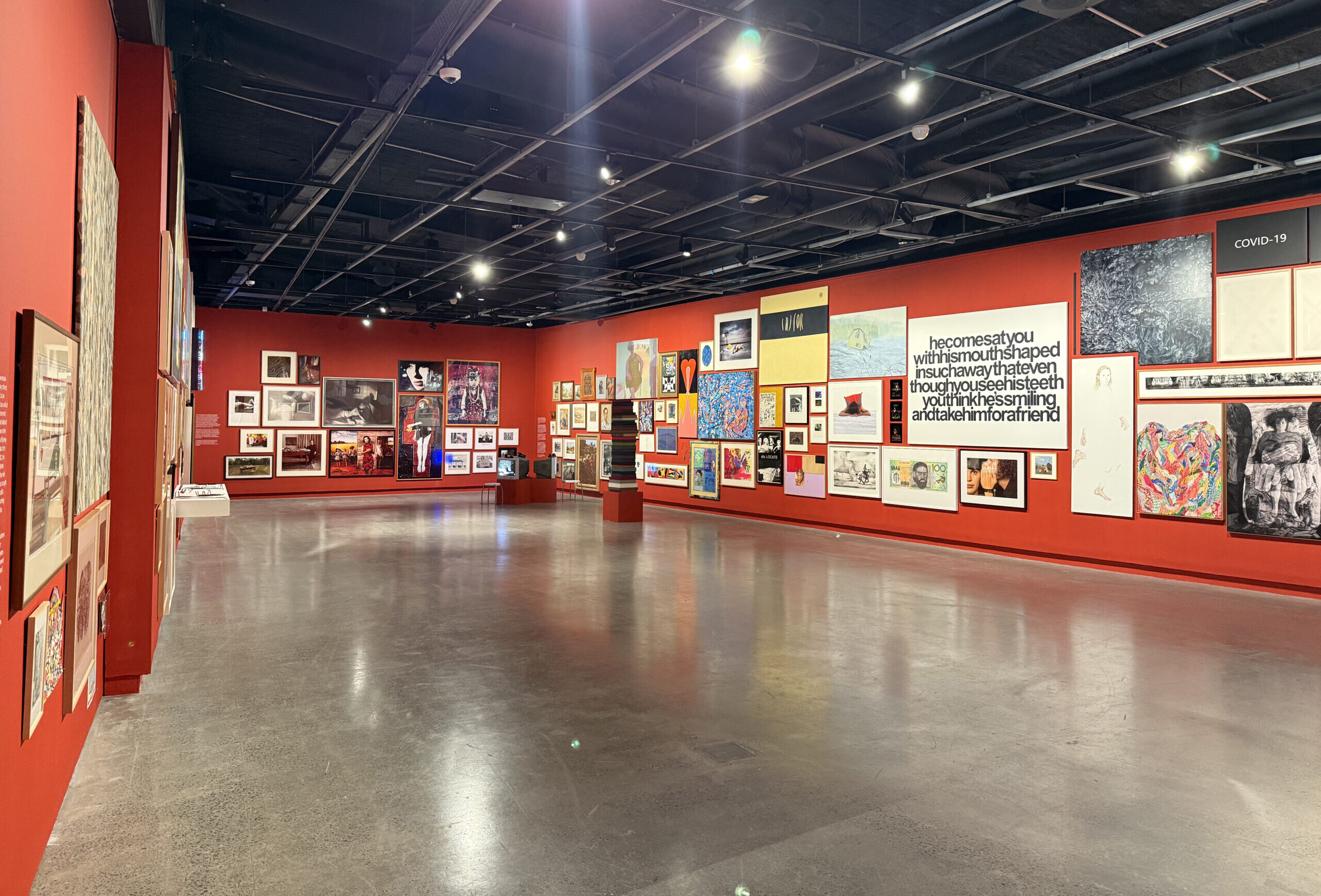 Inside the Griffith University Art Museum showing 'Collecting the Future: 50 Years of the Griffith University Art Collection'