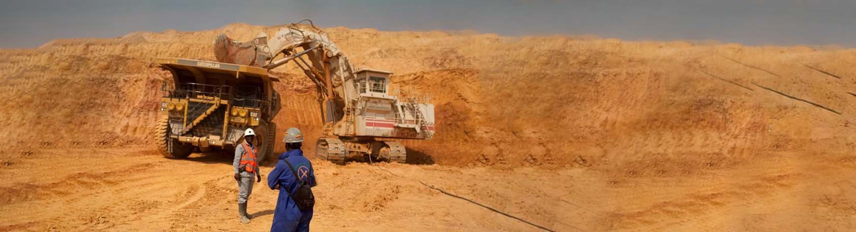 African miners and equipment