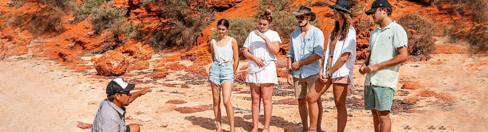 Tour operator speaking to tour participants in Western Australia.